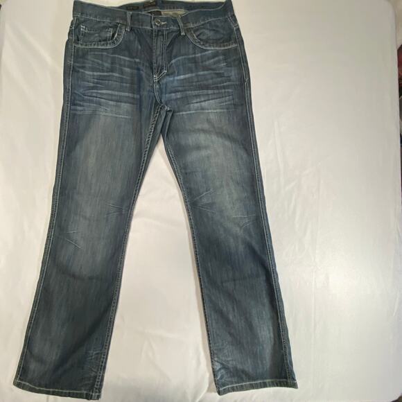 Helix Jeans 36x32 Mens Slim Boot Cut Blue Denim Pants Measures 40x34 Flap Pocket - Picture 3 of 13